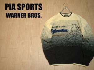 高級PIA SPORTSシルベスターキャットウールセーター美品3ワーナーブラザーズ正規ピアスポーツSYLVESTERE CATルーニーテューンズグラデ