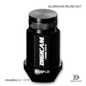 DIGICAM デジキャン アルミレーシングナット 袋タイプ P1.25 19HEX 45mm ブラック 16本入 ノート E11 H17/1～H24/8 AN6F4512BK-DC16