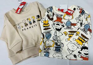 ◎福袋3F2433*激安sale!!新品 こども服/ベビー服　長袖トレーナー+長袖Tシャツsize80　2枚★PEANUTS.スヌーピー/まとめ売り