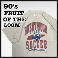 【90s】 フルーツオブザルーム　両面プリント　サッカー　半袖Tシャツ