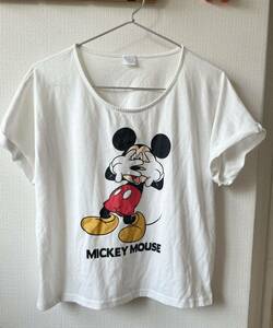 グレイス×ディズニー レトロミッキープリント が可愛い ミッキーTシャツ 白半袖Tシャツ