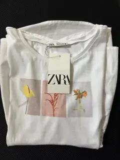 ZARA 花柄プリント Tシャツ Lサイズ