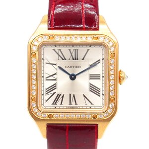 カルティエ サントス デュモンSM ダイヤベゼル ブランドオフ CARTIER K18PG（ピンクゴールド） 腕時計 PG/革 中