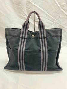 ◇◇HERMES エルメス フールトゥMM キャンバス シルバー金具 トートバッグ ハンドバッグ ブラック◇