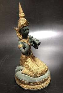 ◆タイ ブロンズ像 女神 仏像 ブロンズ 銅製 古美術 仏教美術 古玩