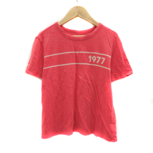 アメリカンイーグルアウトフィッターズ Tシャツ カットソー 半袖 ラウンドネック プリント M 赤 レッド ベージュ /YS14 レディース
