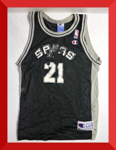 90年代製 90s チャンピオン CHAMPION スパーズ SPURS ダンカン DUNCAN 21 ゲームシャツ L 14-16 ボーイズサイズ x899