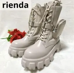 新品 rienda リエンダ レースアップ タンクソール ブーツ ホワイト