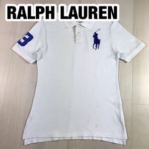 POLO RALPH LAUREN ポロ ラルフローレン 半袖 ポロシャツ L(14-16) ホワイト ユースサイズ 刺繍ポニー ワッペン