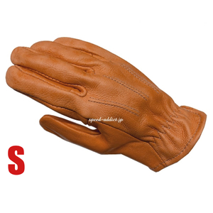 SULLIVAN GLOVE SHORTY VINTAGE TAN S/サリバングローブ淡茶色brownブラウン裏地なし鹿革ディアスキン本革レザーグローブバイク用春用夏用