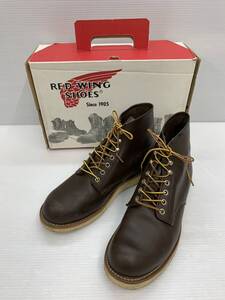 156-KB2521-100c REDWING レッドウィング 8132 PLAIN TOE プレーントゥ ブーツ ブラウン 27.5cm 箱あり