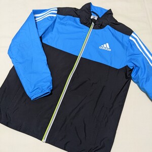 +AX18 adidas アディダス 160 男の子 男子 長袖 裏付き ジャンパー ウインドブレーカー ブルー 黒 スポーツ ウェア トレーニング