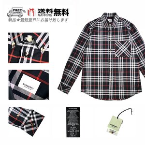 L021-M.. BURBERRY バーバリー シャツ チェック クラシック メンズ ロゴ 長袖 アウター ★ ブラック