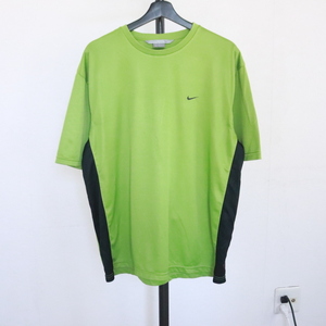 P405 2000年代製 NIKE ナイキ 半袖メッシュTシャツ■00s 表記Lサイズ グリーン 緑 アメカジ ストリート Y2K 古着 古着卸 オールド 激安 90s