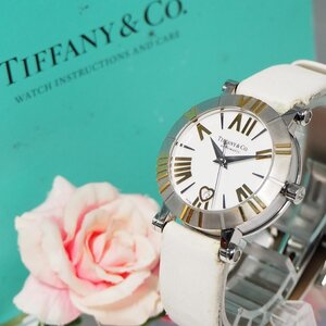 ティファニー TIFFANY＆CO. 自動巻 裏スケ アトラス デイト 革ベルト レディース 腕時計 箱 F409 中古