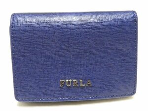 美品 フルラ コンパクト 3つ折り 財布 ネイビー系 レザー ☆ レディース メンズも可 ▼ FURLA カードケース 5L6DS