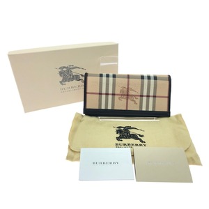 ▼▼ BURBERRY バーバリー ユニセックス 二つ折り長財布 ノバチェック クラシックチェック ベージュ やや傷や汚れあり