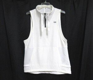 N6962:UNDER ARMOUR(アンダーアーマー)ハーフジップストレッチベスト（1303346）白/women