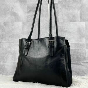 美品 PRADA プラダ ビジネスバッグ ブリーフケース トート ナイロン レザー テスート コンビ ロゴ型押し フラップ 金具 A4 通勤 通学 書類