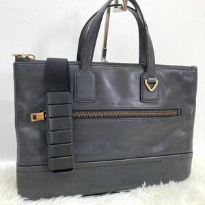 1円 【入手困難】 BALLY バリー トートバッグ ビジネス メンズ グレー 2way A4収納 メンズ ゴールド金具 本革 トレスポ 通勤 ショルダー