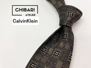 【超美品】CalvinKlein　カルバンクライン　ドット柄 ネクタイ 3本以上 送料無料 メンズ ブラウン　1202014