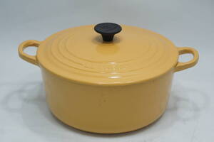 ★☆T/ Le Creuset ル・クルーゼ 黄色 両手鍋 鋳物 ホーロー 鍋 ナベ 22 キッチン用品☆★