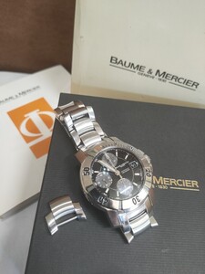 良品 人気 ボーム＆メルシェ BAUME＆MERCIER ケープランド クロノ 人気 自動巻き 腕時計 ウォッチ 稼働品 シルバー