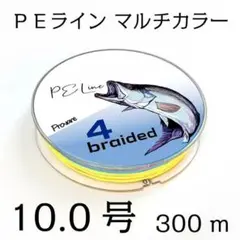 PEライン ５色 マルチカラー 4編 10号 日本製ダイニーマ 300m