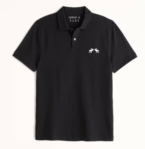 アバクロ*Abercrombie&Fitch*US:XXL/ブラック/シグネチャーアイコン半袖ポロシャツ