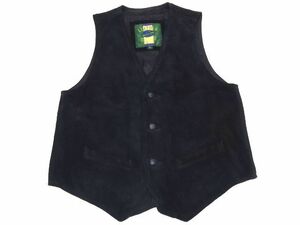 MADE IN THE WORLD 90s vintage original LEATHER VEST L size / スエード レザー ベスト ブラック 本革 メンズ