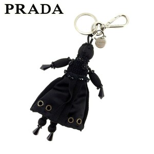 プラダ キーホルダー キーリング レディース Beaded Tracy ブラック 中古