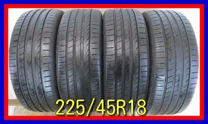 ■中古タイヤ■　225/45R18 95Y MINERVA RADIAL F205 クラウン オデッセイ レガシィ等 夏タイヤ オンロード 激安　送料無料　A720