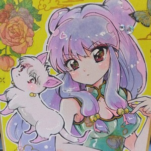 手描きイラスト色紙原画らんま1/2シャンプー 女の子 同人るーみっく高橋留美子 女の子 直筆色紙漫画アニメ