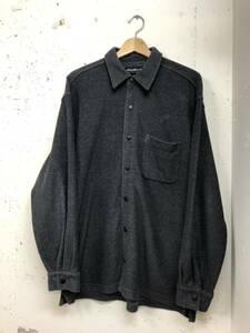 90s eddie bauer エディーバウアー　フリースシャツ　ジャケット　グレー　S 黒タグ　スナップボタン　ビンテージ　アウトドア