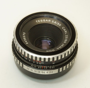 ドイツ製 Carl Zeiss Tessar 2.8/50 ゼブラ M42 777RNB-970 A/M切替レバー 最終型 銀文字 レア 70年代