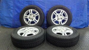 【宮城 塩釜発】中古 冬タイヤ・社外ホイールセット 4本 155/70R12 ブリヂストン BLIZZAK VRX3 2022年製 9~10分山 ※個人宛発送不可