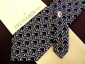 ♪27119C♪良品【植物 装飾 柄】トラサルディ【TRUSSARDI】ネクタイ