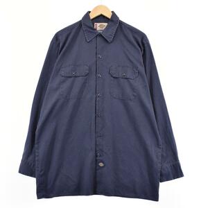 古着 ディッキーズ Dickies 長袖 ワークシャツ メンズL /eaa287621 【LP2401】