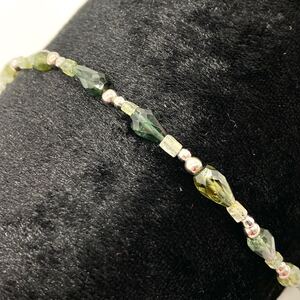 1円〜スタート!!Pt850!!［グリーントルマリンブレスレット］ d 約4.7g 天然石 アクセサリー tourmaline accessory bracelet BI5