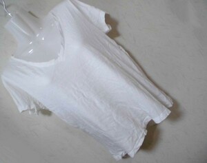 mk346　■GAP■　ピマコットン　VネックTシャツ　オフホワイト　■綿100％■　薄手の素材　シンプル　無地　M相当　訳あり