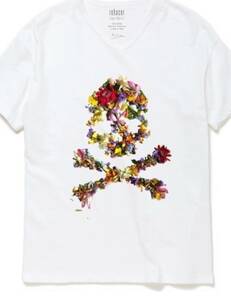 ■希少品■ rehacer Flower Skull 半袖VネックTシャツ/M/ホワイト