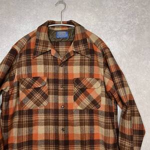 PENDLETON ペンドルトン ヴィンテージ 60s Board Shirt ボード シャツ ウール チェック ブラウン系 オレンジ