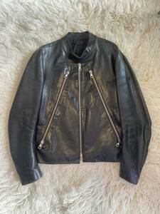 2001ss 初期　maison martin margiela five zip riders ハの字　八の字　ライダースマルジェラ レザー ジャケット ブラック シングル 46