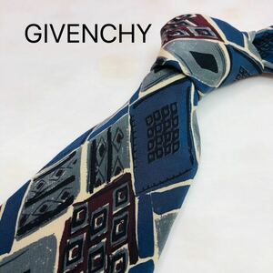 GIVENCHYジバンシー　ネクタイ　ハイブランド　グレー総柄　高級シルク100%