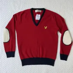 ☆Lyle&Scott☆メンズヴィンテージウールVネックセーター☆赤☆L☆レトロ