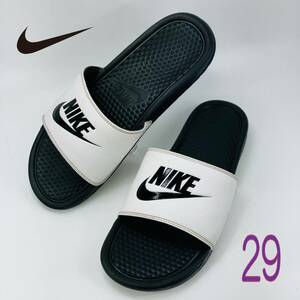 【Bランク】【現状美品】【洗濯除菌済】NIKE BENASSI White Black／サンダル　 (343880-100)　29　US11