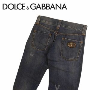 新品同様 イタリア製 DOLCE&GABBANA 14CLASSIC シルバープレート ダメージ デニムパンツ ジーパン メンズ44 ドルチェ&ガッバーナ 2411237