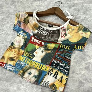 BB ＊ 良品 イタリア製 国内正規品 Y2K DOLCE&GABBANA ドルチェ&ガッバーナ 半袖 オープンショルダー 総柄 Tシャツ / カットソー 38 