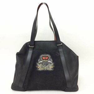 【美品】クリスチャン・ルブタン ChristianLouboutin Bagdamon ボストンバッグ ショルダーバッグ 1175020 ブラック×レッド