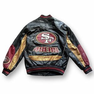 San Francisco 49ers NFL 90s Vintage Leather Jacket サンフランシスコ　49ers レザージャケット フルレザースタジャン　Lくらい